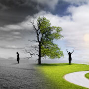 Woman Changing from a sad mood to joy