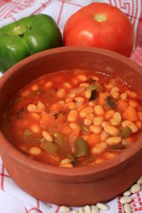 White bean soup in serving bowl