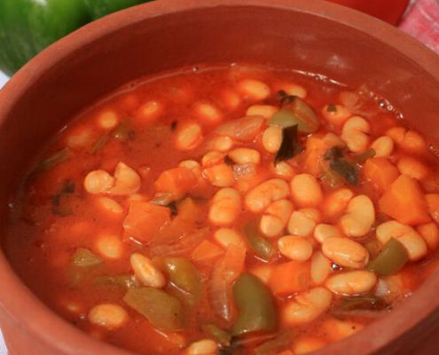White bean soup in serving bowl White Bean Soup In Serving Bowl